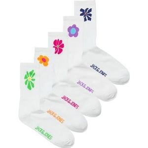 JACAUGUST TENNIS SOCKS 5 PAK, wit/verpakking: wit - wit - wit - wit, One Size