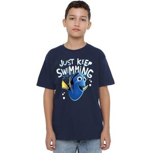 Finding Nemo Dory Just Keep Swimming Unisex Kids T-shirt, marineblauw, 12-13 jaar, marineblauw, 12-13 jaar