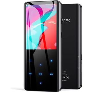 AGPTEK MP3-speler 32 GB Bluetooth 5.0-speler met 2,4 inch TFT kleurenscherm, hifi-muziekspeler met luidspreker, touch-knoppen, FM-radio, opname, ondersteuning tot 128 GB, zwart