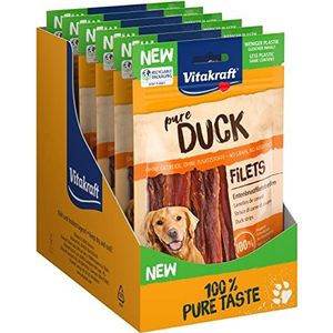 VITAKRAFT - Pure Duck – hondensnoepjes – eendenvleesfilets – hondenvoer – 8 vershoudzakken van 80 g