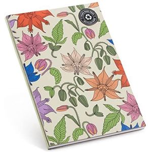 Miquelrius - Notitieboek A5, gerecycled, gestippeld, 50 vellen, gebonden, stevige omslag, vintage paarse bloemen, MR8181
