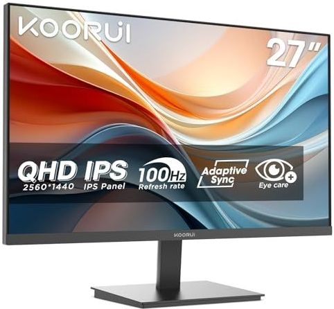 KOORUI E2721F - 27 inch PC-monitor - QHD 2560 x 1440 - 100 Hz - IPS 1 ms - Adaptive Sync - HDMI 2.0 - Eye Care