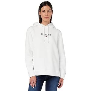 Tommy Hilfiger Dames Hilfiger Hoodie LS Fleece Hooded Sweatshirt, Wit, S, Kleur: wit, S