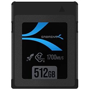 SABRENT CFexpress geheugenkaart type B 512gb (1700 MB/s lezen, 1500MB/s schrijven, cf express geheugenkaart 8k raw voor DSLR, professionele cinematograaf fotograaf videograaf vlogger (CF-XTBT-512).