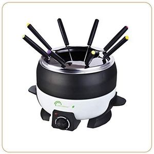 LITTLE BALANCE 8260 Happy Fondue 8 fondue-apparaat voor 8 personen, antiaanbaklaag, grote inhoud 2 liter, vermogen 800 W, zwart en wit