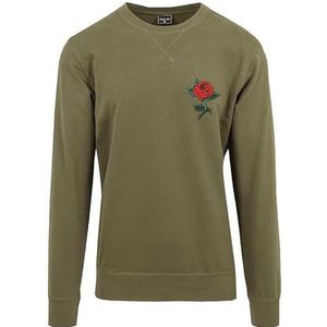 Mister Tee - Rose Crewneck sweater trui - Olijfgroen