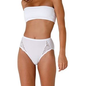 LOVABLE Mini van elastisch katoen met kant Lovely Charm slip voor dames, Wit, M