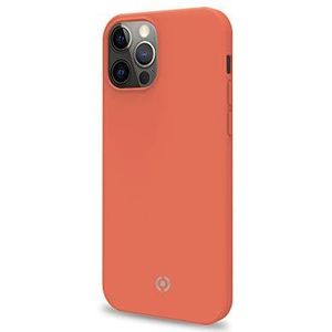 Celly Oranje beschermhoes voor iPhone 12/12 Pro, beschermhoes van zacht TPU-siliconen, antislip, schokbestendig en krasbestendig