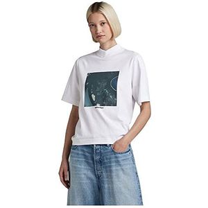 G-STAR RAW Dames Eye dye Boxy Mock v T-shirt, wit (white C336-110), L, wit (White C336-110), L
