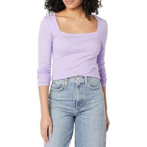 Amazon Essentials Dames Slim-Fit T-shirt met lange mouwen en vierkante hals, lavendel, XXL