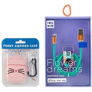 Set Airpods vorm kat roze + USB-datakabel Lightning Flower Dreams