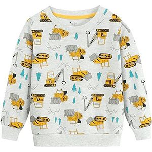 EULLA Modieus sweatshirt met lange mouwen voor jongens, sweatshirt, graafmachine, 5, 1-2 jaar, graafmachine 5, 12-24 Maanden