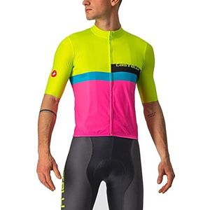 castelli Block-jersey, Electric Lime/Black-Blue Maag, XXL