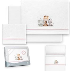 Interbaby - Beddengoedset voor kinderbed, 50 x 80 cm, baby - winterbeddengoed van coralina-stof - model olifant giraffe - bevat laken + laken + kussensloop