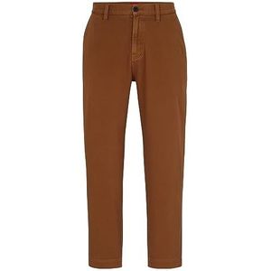 HUGO Zeebo233D Tapered-Fit Chino voor heren, van katoen-gabardine, Rust/Copper224, 33W / 34L