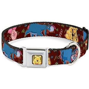Hond Collar Seatbelt Gesp Mickey Mouse Expressions Close-Up Zwart Wit 30,5 tot 43,5 cm 1,0 inch Breed