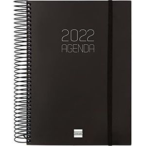 Finocam - Dagkalender 2022 van januari 2022 tot december 2022 (12 maanden) E10 – 155 x 212 mm spiraal ondoorzichtig zwart Italiaans