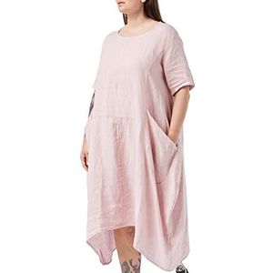 Bonamaison Dames Fluid Mid-length Trapeze jurk met halve mouwen en zakken Casual, Satijn, 38 NL