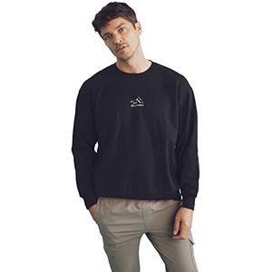 DeFacto Trui met lange mouwen voor heren, ronde hals, sweatshirt voor heren, zwart, XL, zwart, XL