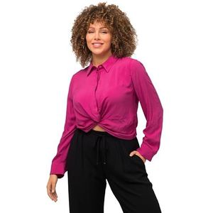 Ulla Popken, Dames, grote maten, hemdblouse kort met knoopdetail, fuchsiapink, 58-60