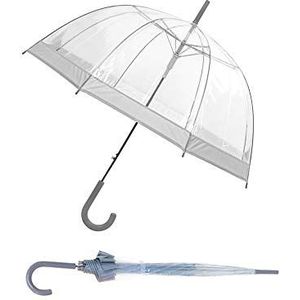 Paraplu klok, transparant, paraplu met grijze rand, grote bescherming met een diameter van 90 cm, transparant en grijs