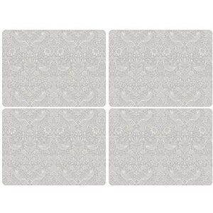 Portmeirion Home & Gifts De originele Co-Pure Morris Strawberry Thief Cork Backed Placemats Set van 4, veelkleurig, 40,1 x 29,8 cm