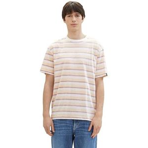 TOM TAILOR Denim T-shirt voor heren, 34983 - Peach Multi Stripe, S