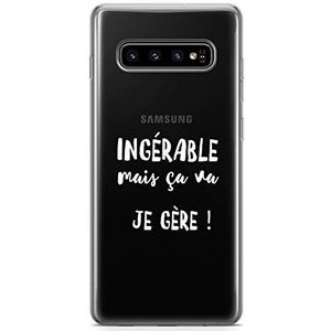 Zokko Beschermhoes voor Samsung S10, inklapbaar, maar Ca Va je Gère – zacht, transparant, witte inkt