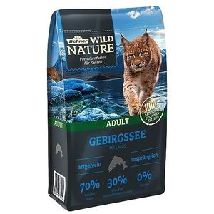 Dehner Wild Nature Kattenvoer, bergmeer, droogvoer zonder granen, suikervrij, voor volwassen katten, zalm, 1,5 kg