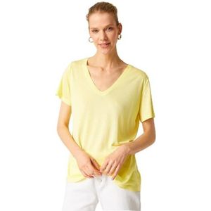 Koton Basic T-shirt voor dames, ronde hals, korte mouwen, geel (Acs), M