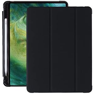 Compatibel met iPad (10,2 inch) tabletbeschermhoes, Y-vormige vouwtas met pensleuf, transparant, zwart