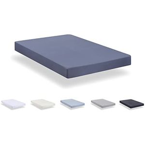 Todocama - Hoeslaken van extra zachte geborstelde microvezel (bed 180 x 190/200 cm, grijsblauw)