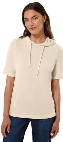 Cecil - Capuchonshirt - Light Beige - Met Fijne Structuur