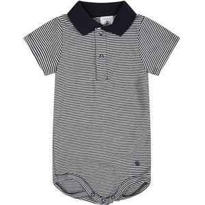 Petit Bateau - Rompertje - Blauw - 100% Katoen - Polokraag, Drukknoopsluiting