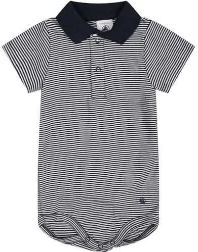 Petit Bateau - Rompertje - Blauw - 100% Katoen - Polokraag, Drukknoopsluiting