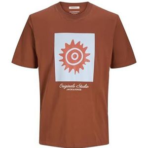 JACK & JONES Shirt  roestbruin / wit