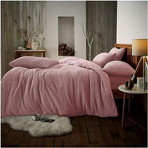 GC GAVENO CAVAILIA Fleece dekbedovertrek set eenpersoons - pluizige beddengoedset met kussenslopen - roze