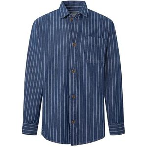 Pepe Jeans Heren Bolton Denim Shirt, Blauw (Denim), L, Blauw (Denim), L