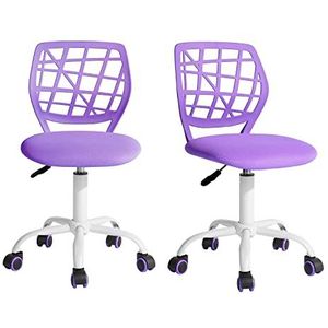 FurnitureR 2 stuks ergonomische verstelbare draaimachine, executive stoel voor thuiskantoor, werkkamer, paars, plastic, paars, 38 cm x 39 cm x 75-85 cm