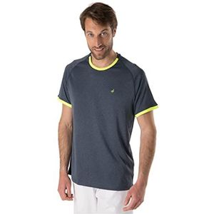 HS SPORTSWEAR T-shirt Performance tennis en peddel blouse, marineblauw/neongeel, L voor heren, Navy Heather/Fluo Geel, L