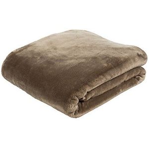 Gözze eersteklas deken die aanvoelt als kasjmier, 130 × 170 cm, gebroken wit, 40128-00-130170, polyester, taupe, 180 × 220 cm