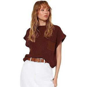 Trendyol Dames Regular Fit Basic Crew Neck Knitwear Sweater, Bruin, M