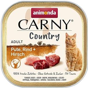 animonda Carny Natte kattenvoer voor volwassenen in een praktische kom met kalkoen, rundvlees en herten, 32 x 100 g