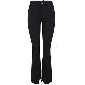 PIECES Dames PCPEGGY HW Flared Slit BC Jeans, zwart, S