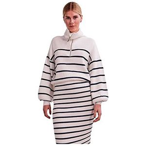 YAS Yasdeli Ls Zip Knit S. Noos Pullover voor dames, Star White 2, M