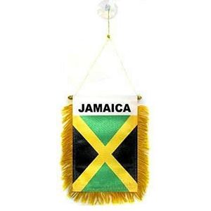 Jamaica mini Banner 6'' x 4'' - Jamaicaanse PENNANT 15 x 10 cm - mini Banners 4x6 inch zuignap hanger - AZ FLAG