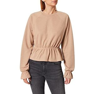 NA-KD Dames volant detail jersey top blouse, Beige, XS