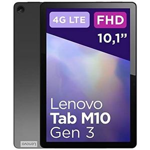 Lenovo Tab M10 3e generatie, display 25,6 cm (10,1 inch) Full HD, 4G LTE, 4 GB RAM, 64 GB geheugen, Android 11 tablet, Storm Grey, exclusief van Amazon, voeding
