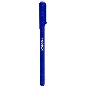 Kores - K0R-M: Blauwe Balpen, Medium Tip met Semi-Gel Ink, Rubber-Touch Grip, Pack van 12