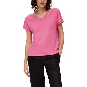 s.Oliver - Shirt - Fuchsia - V-hals - Kwartmouw - Losse Pasvorm